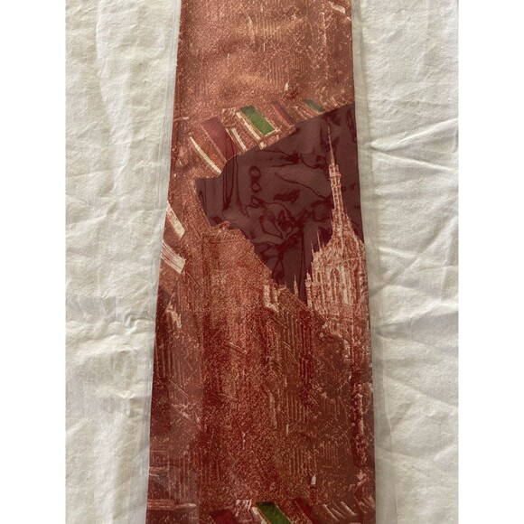 New Vintage Dead Stock 1980’s Claude Montana 100% Silk Tie Italian Cathedral - Picture 2 of 3